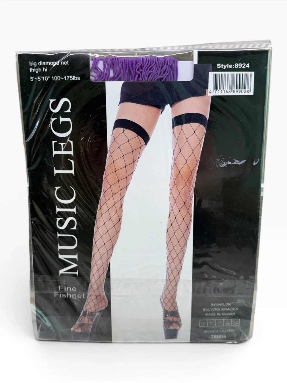 Music Legs Big Diamond Net Thigh Hi Stockings Royal Purple 8924 OS Fits 5’-5’10”